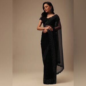 Kalki Fashion Black Stone & Bead Embellished Saree *Only Worn Once*